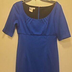 Women’s Navy Blue Dress w’ Black Suede Floral applique accent